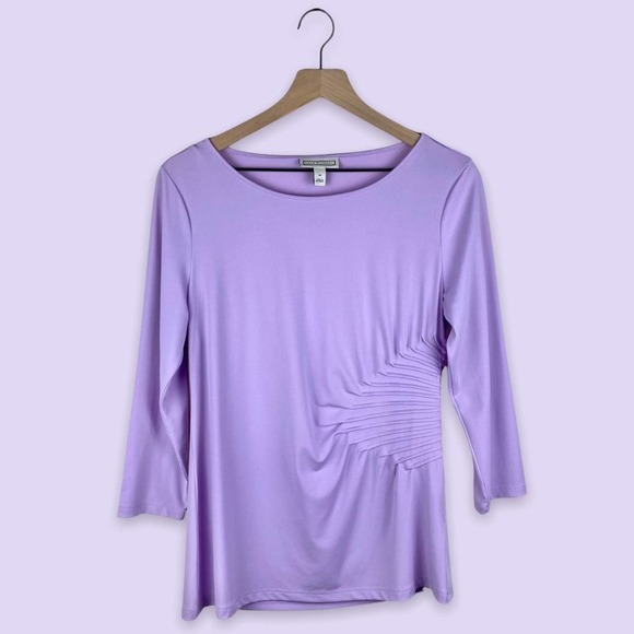 Dana Buchman Pin-Tuck 3/4 Sleeve Top - Picture 1 of 8
